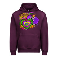 Mauve Wine mardi gras heart olivia Urban Hoodie - OliviaCreatesArt
