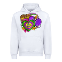 White mardi gras heart olivia Urban Hoodie - OliviaCreatesArt