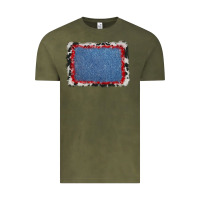 Vintage Olive cowhide bandana denim background Vintage Tee - AdoDesignShop