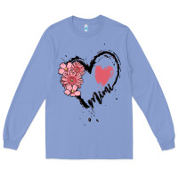 Colony Blue mimi flower heart Long Sleeve Tee - MaliasSmallBusiness
