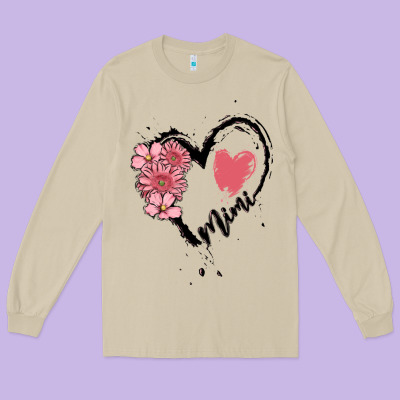 Mimi Flower Heart Long Sleeve Tee Designed By Maliassmallbusiness