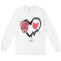 White mimi flower heart Long Sleeve Tee - MaliasSmallBusiness