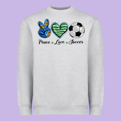 Peace Love Soccer Heavyweight Sweatshirt Designed By Barkaloodesign