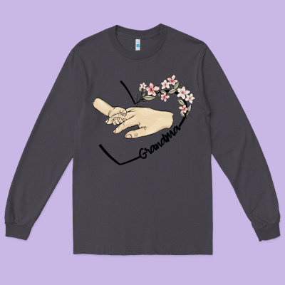 Personalized Grandma Long Sleeve Tee Designed By Maliassmallbusiness