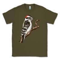 Army Green Downy Woodpecker Classic Tee - LillyAllenDesigns