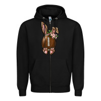 Black American Football Easter Bunny Zipper Hoodie - BundleAndBundleShop