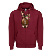 Burgundy American Football Easter Bunny Zipper Hoodie - BundleAndBundleShop