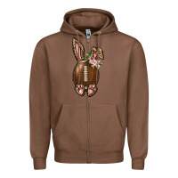 Chestnut American Football Easter Bunny Zipper Hoodie - BundleAndBundleShop