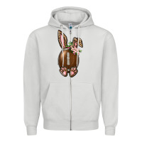 Dove Grey American Football Easter Bunny Zipper Hoodie - BundleAndBundleShop