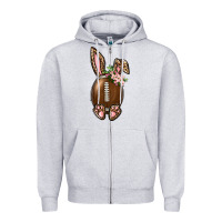 Heather Grey American Football Easter Bunny Zipper Hoodie - BundleAndBundleShop