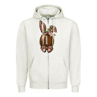 Oatmeal Heather American Football Easter Bunny Zipper Hoodie - BundleAndBundleShop