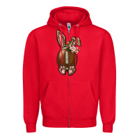 Red American Football Easter Bunny Zipper Hoodie - BundleAndBundleShop