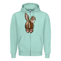 Seafoam American Football Easter Bunny Zipper Hoodie - BundleAndBundleShop