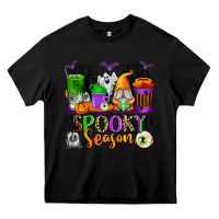 Black Spooky Season Coffee Cups Heavy Core Tee - texasbilliewilder