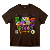 Chocolate Brown Spooky Season Coffee Cups Heavy Core Tee - texasbilliewilder