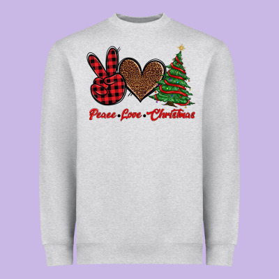 Peace Love Christmas Heavyweight Sweatshirt Designed By Barkaloodesign