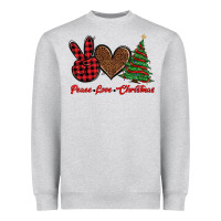 Heather Grey peace love christmas Heavyweight Sweatshirt - BarkalooDesign