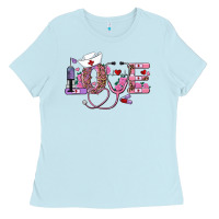 Baby Blue valentine's day nurse love Ladies Tee - RanaPortraitStore