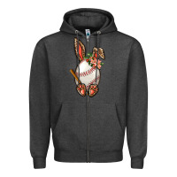 Charcoal Heather Baseball Easter Bunny Zipper Hoodie - BundleAndBundleShop