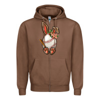 Chestnut Baseball Easter Bunny Zipper Hoodie - BundleAndBundleShop