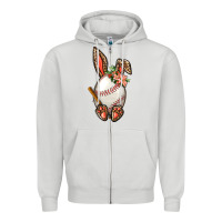 Dove Grey Baseball Easter Bunny Zipper Hoodie - BundleAndBundleShop