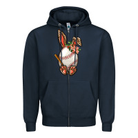 Navy Baseball Easter Bunny Zipper Hoodie - BundleAndBundleShop