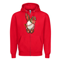 Red Baseball Easter Bunny Zipper Hoodie - BundleAndBundleShop
