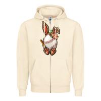 Sandshell Baseball Easter Bunny Zipper Hoodie - BundleAndBundleShop