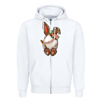 White Baseball Easter Bunny Zipper Hoodie - BundleAndBundleShop