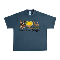 Midnight Navy Peace Love Giraffes Urban Heavy Tee - LillyAllenDesigns