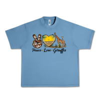 Pebble Blue Peace Love Giraffes Urban Heavy Tee - LillyAllenDesigns