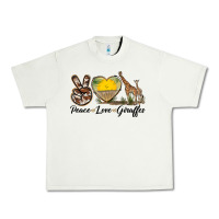 Pistachio Peace Love Giraffes Urban Heavy Tee - LillyAllenDesigns