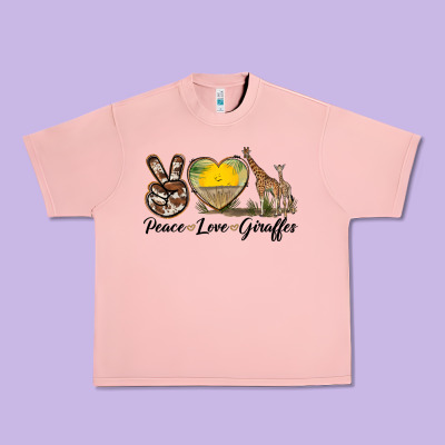 Peace Love Giraffes Urban Heavy Tee Designed By Lillyallendesigns