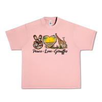 Salmon Peace Love Giraffes Urban Heavy Tee - LillyAllenDesigns