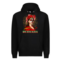 Black Sugar skull girl with Mexicana Premium Hoodie - NancyCooperArtShop