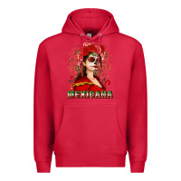 Cardinal Sugar skull girl with Mexicana Premium Hoodie - NancyCooperArtShop