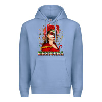 Colony Blue Sugar skull girl with Mexicana Premium Hoodie - NancyCooperArtShop