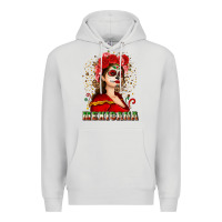 Dove Grey Sugar skull girl with Mexicana Premium Hoodie - NancyCooperArtShop