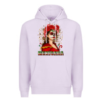 Lilac Sugar skull girl with Mexicana Premium Hoodie - NancyCooperArtShop