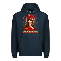 Navy Sugar skull girl with Mexicana Premium Hoodie - NancyCooperArtShop