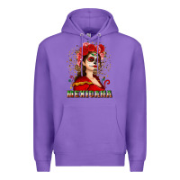 Purple Sugar skull girl with Mexicana Premium Hoodie - NancyCooperArtShop
