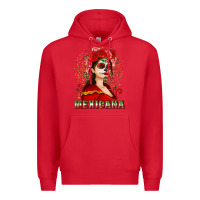Red Sugar skull girl with Mexicana Premium Hoodie - NancyCooperArtShop