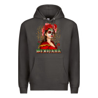 Smoke Sugar skull girl with Mexicana Premium Hoodie - NancyCooperArtShop