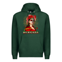 Sports Green Sugar skull girl with Mexicana Premium Hoodie - NancyCooperArtShop