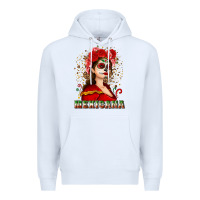 White Sugar skull girl with Mexicana Premium Hoodie - NancyCooperArtShop