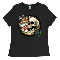 Black race skull Ladies Tee - Zillion Design Studio