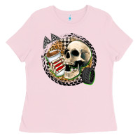 Bubblegum Pink race skull Ladies Tee - Zillion Design Studio