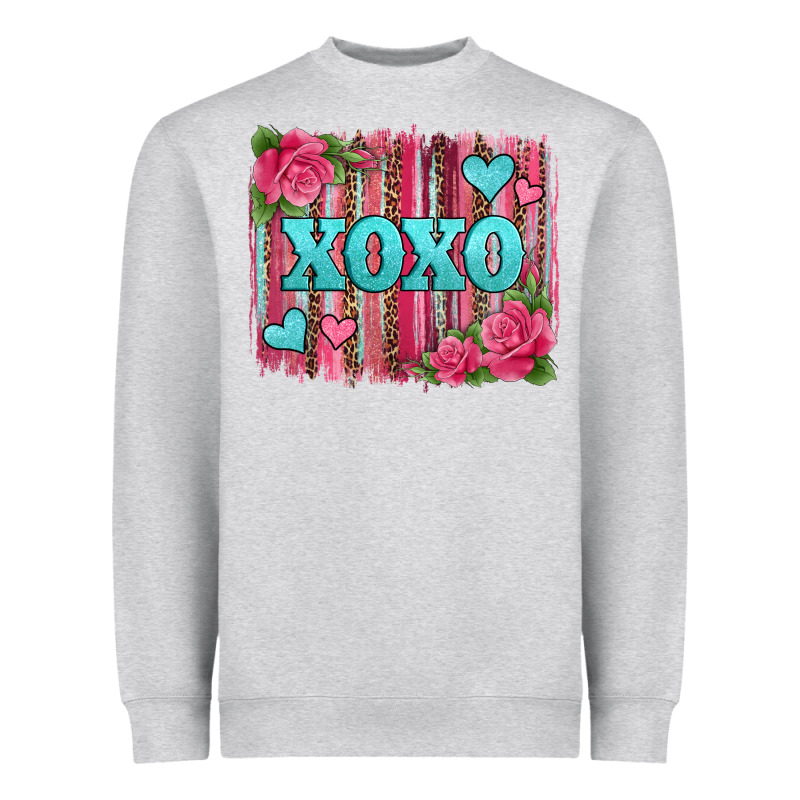 Xoxo Valentines Day Leopard Glitter Brushstroke Heavyweight Sweatshirt by Jasminsmagicworld | Teevron
