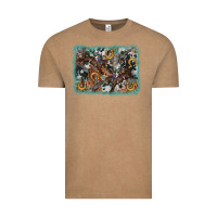 Vintage Coffee bucking bronco rodeo revolver western background Vintage Tee - AdoDesignShop