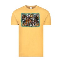 Vintage Mustard bucking bronco rodeo revolver western background Vintage Tee - AdoDesignShop